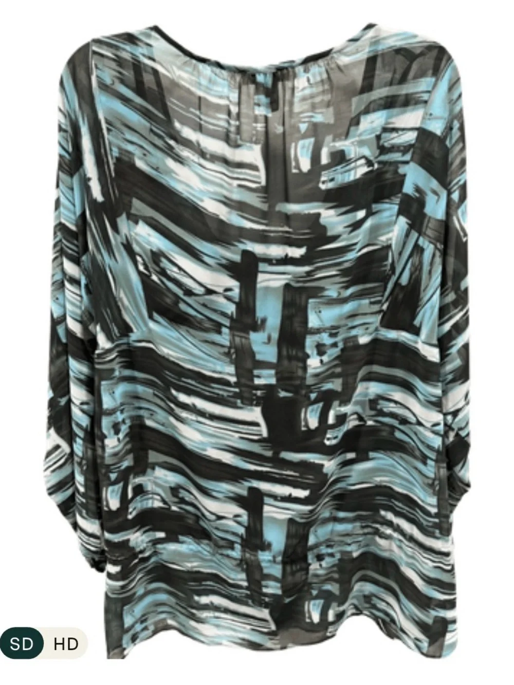 Vertigo Paris Sheer Tunic/Blouse Med. Teal/Black Abstract Flowy Top w/Camisole - Picture 4 of 7